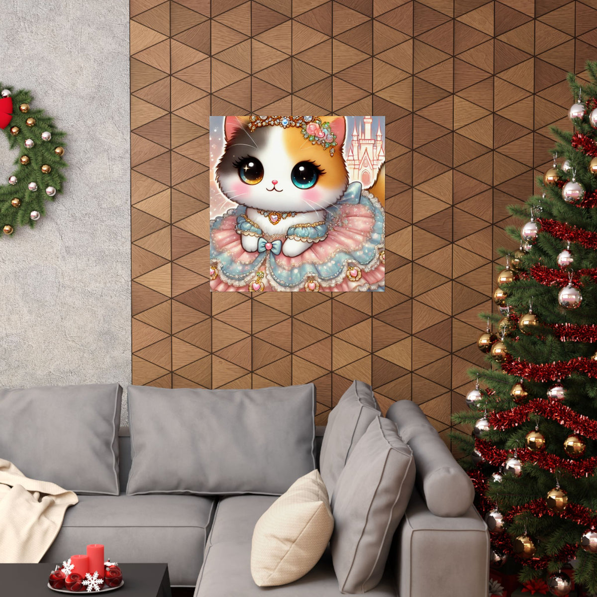 Pastel Princess Calico Cat Fantasy Wall Art Poster