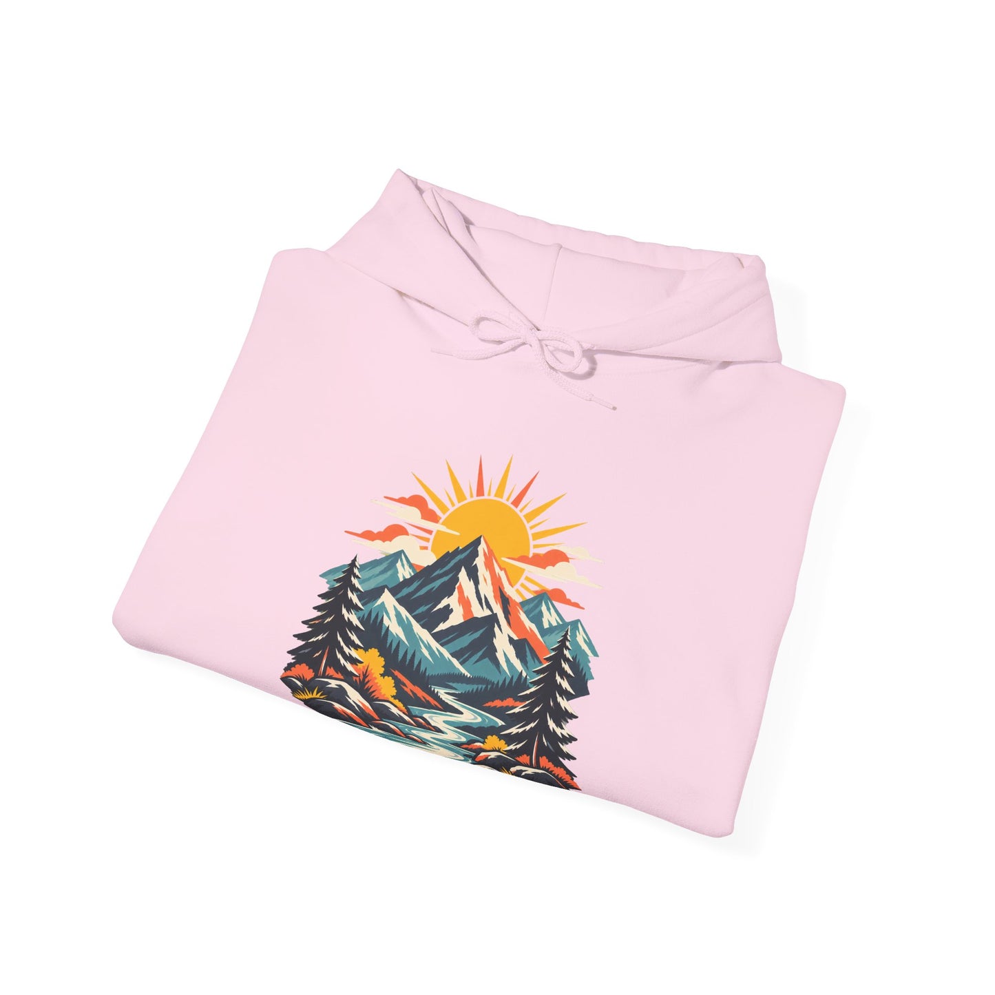 Alpine Sunrise River Mountain Adventure Art Hoodie