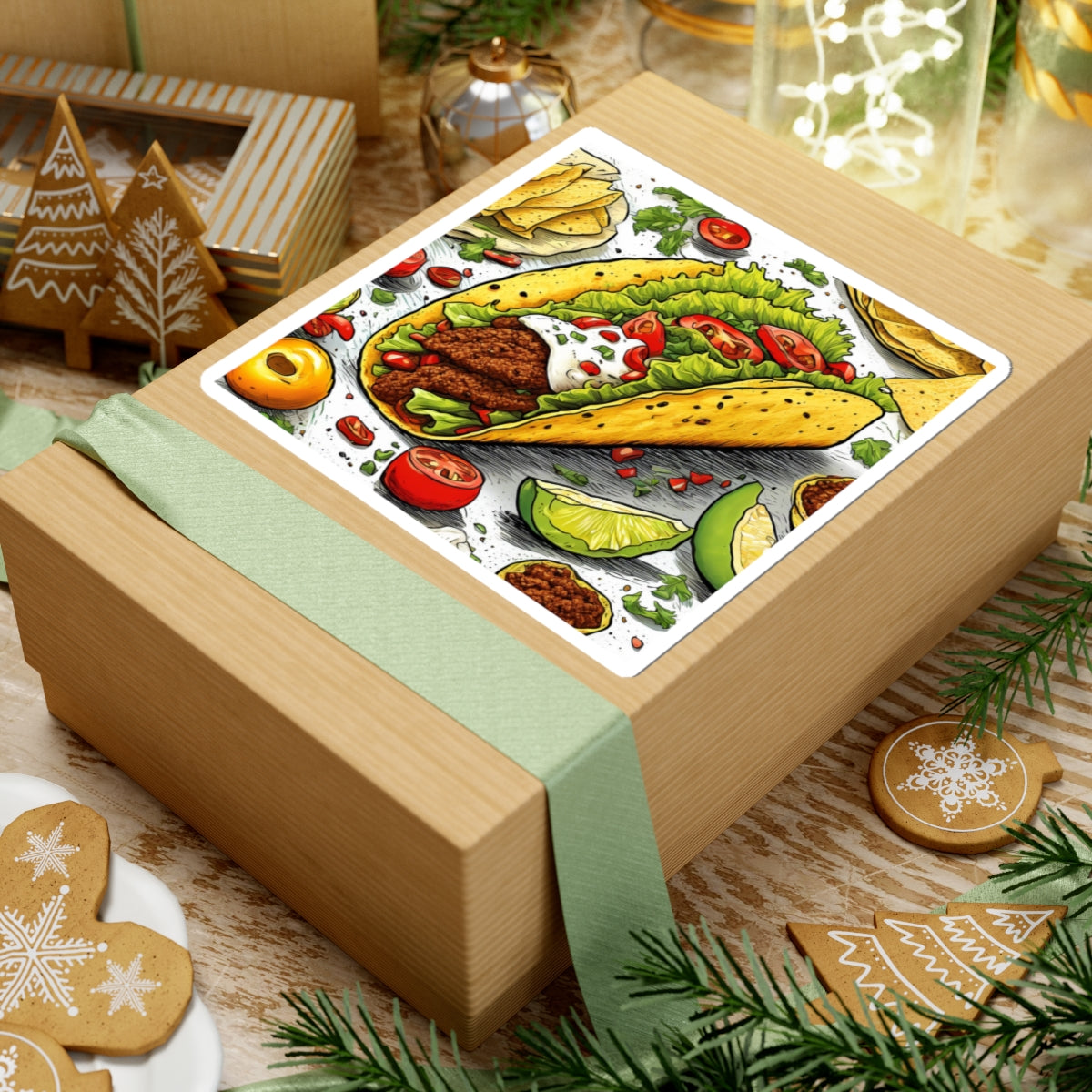 Bold Taco Illustration Foodie Gift Art Sticker