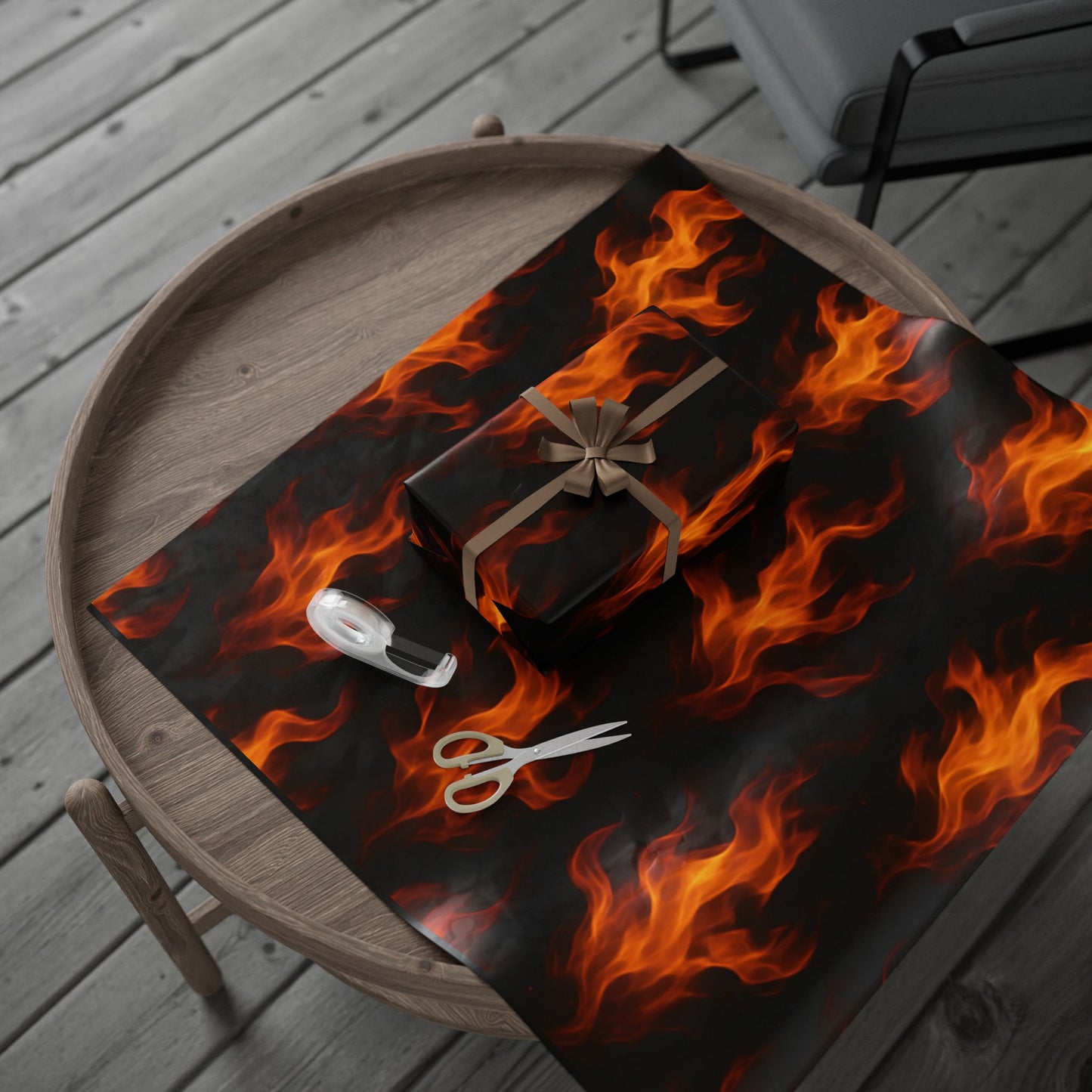 Bold Flame Wrapping Paper - Fire Themed Gift Wrap for Men, Halloween, Birthday, Parties, Unique Present Decoration