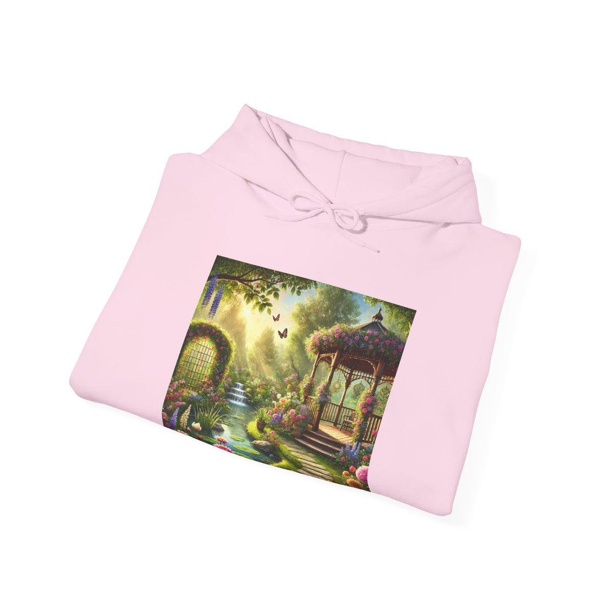 Sunlit Rose Gazebo Cottage Garden Hoodie