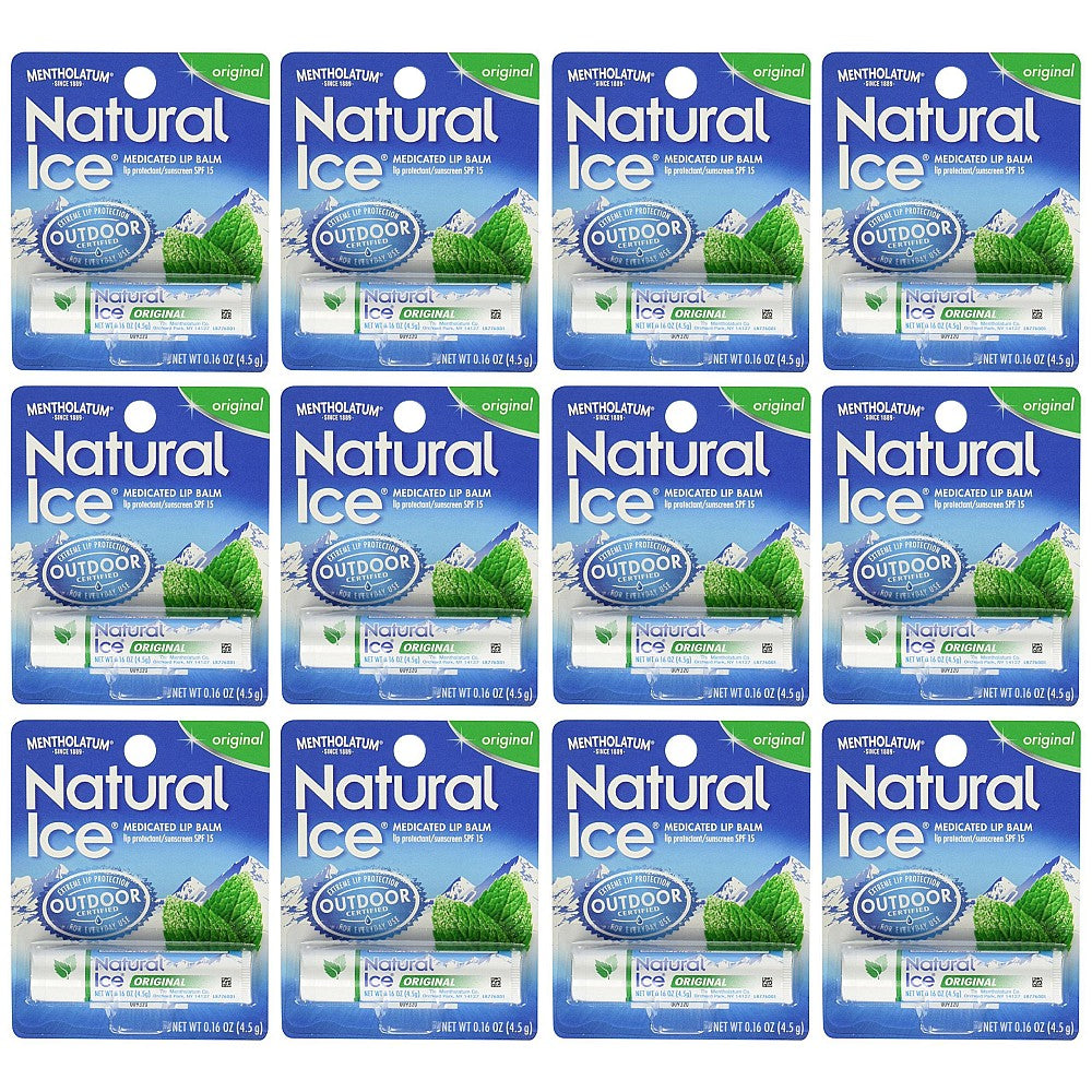 Mentholatum Natural Ice Original SPF 15 Medicated Lip Balm β 12 Count Pack