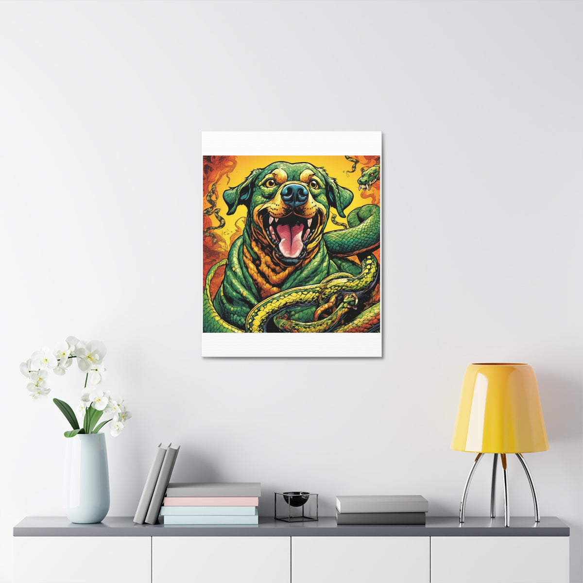 Surreal Serpent Hound Dark Fantasy Canvas Wall Art