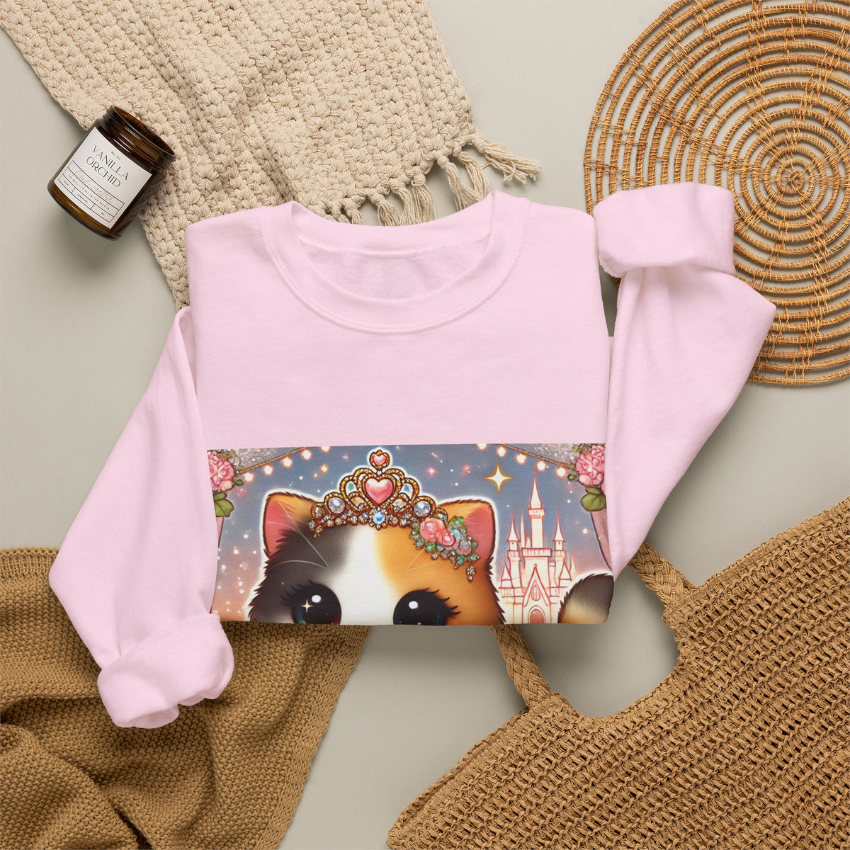 Pastel Princess Calico Cat Fantasy Sweatshirt