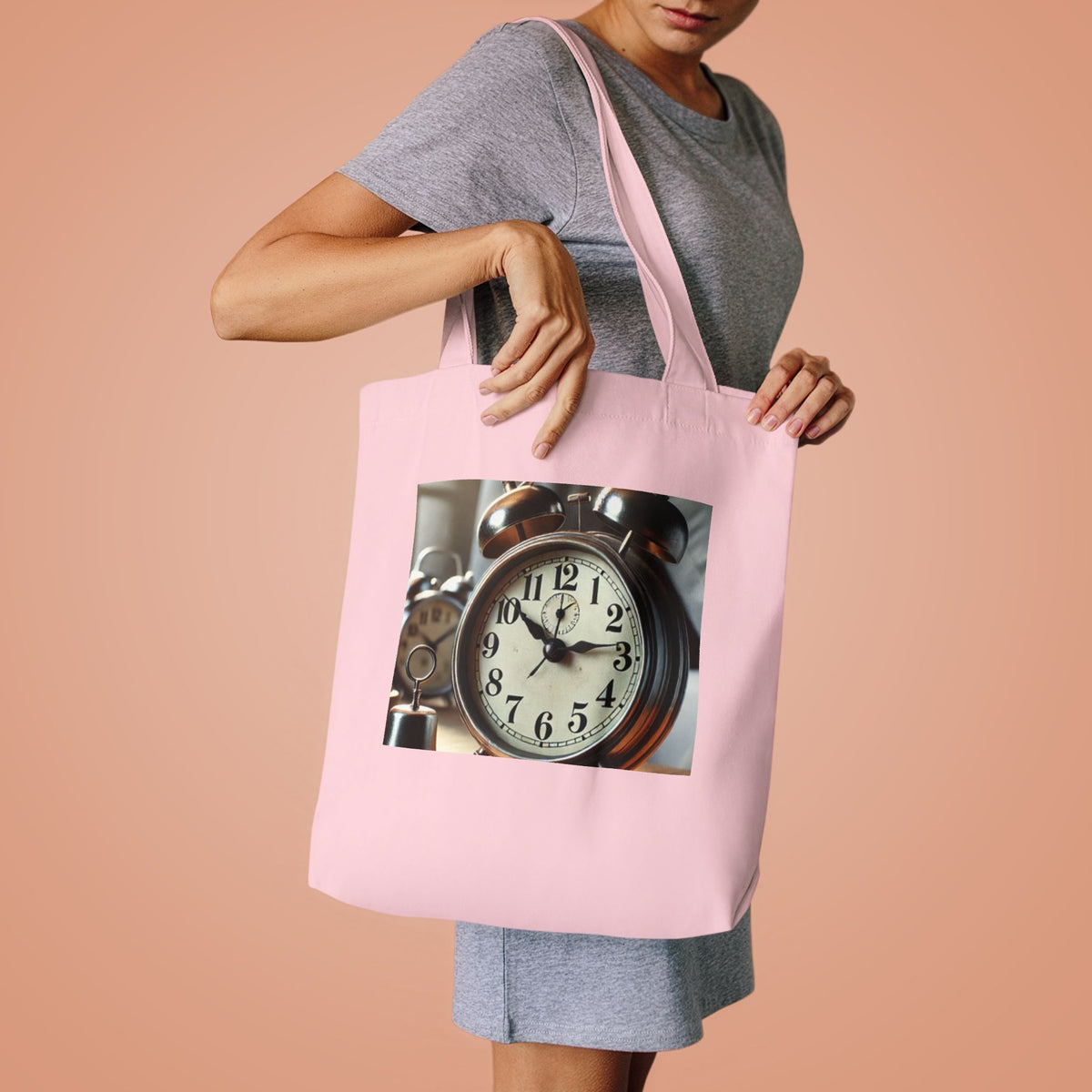 Vintage Alarm Clock Morning Routine Timekeeper Tote Bag