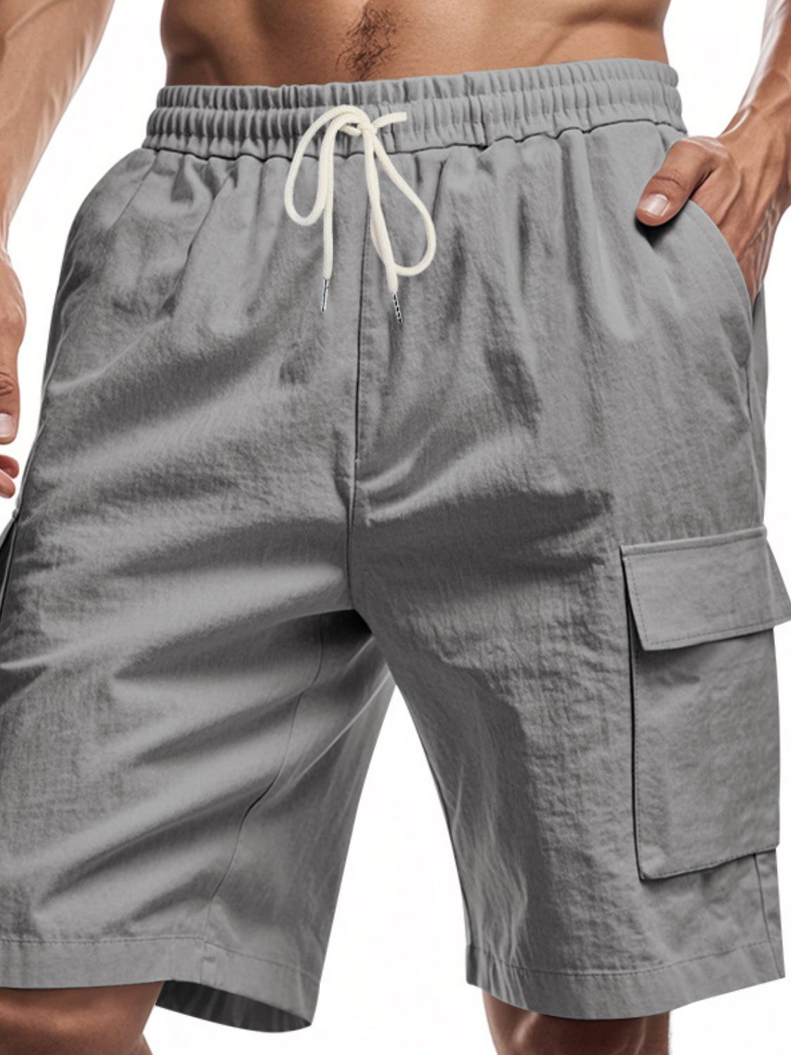 Men's Full Size Drawstring Shorts with Cargo Pockets Plus Size