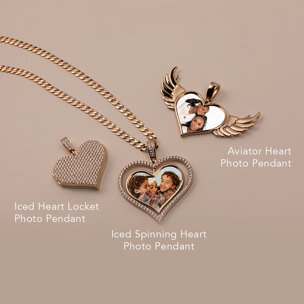 High Polish Aviator Heart Photo Pendant