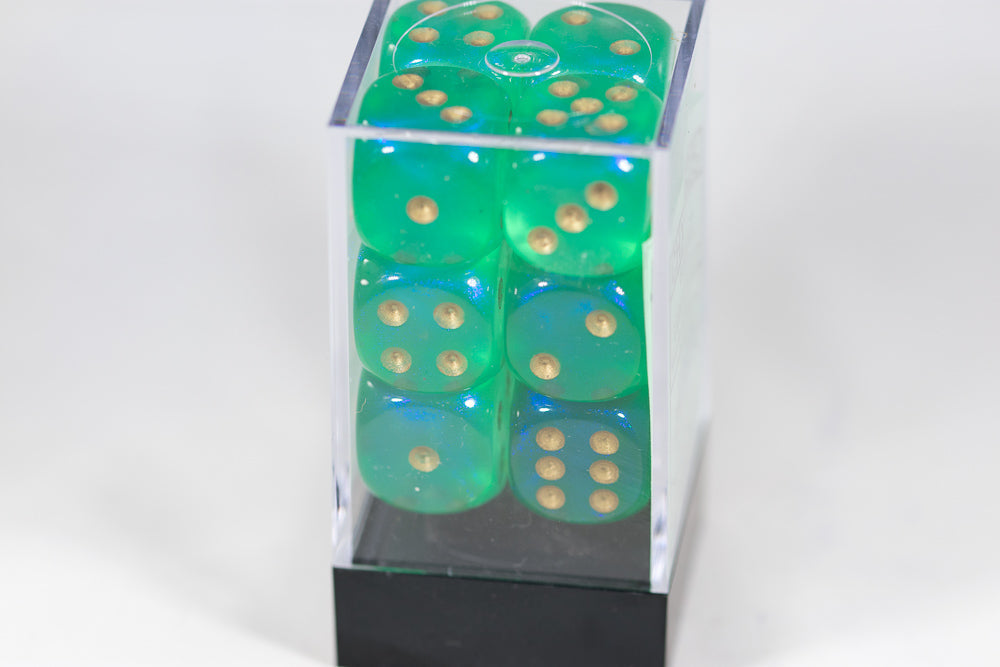 Borealis Light Green/gold 16mm Block Old Glitter