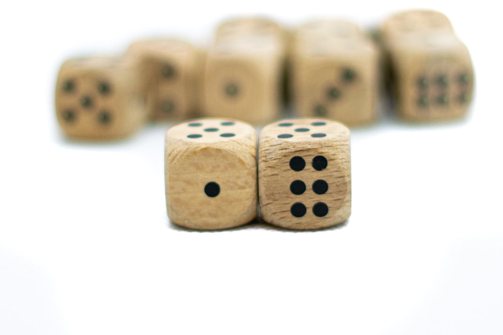 Wooden 16mm d6 Dice w/ Black Dots Rounded Corners (sold per die) - Wood Dice