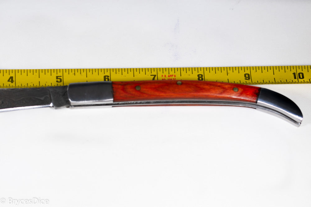 (White/Black) 9" Damascus Pocket Knife