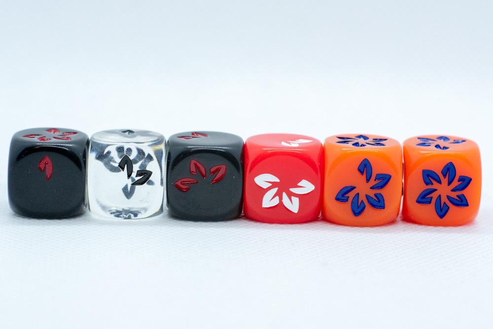 10-Pack Black w/Red Falling Petals Dice 16mm D6 Flower Dice