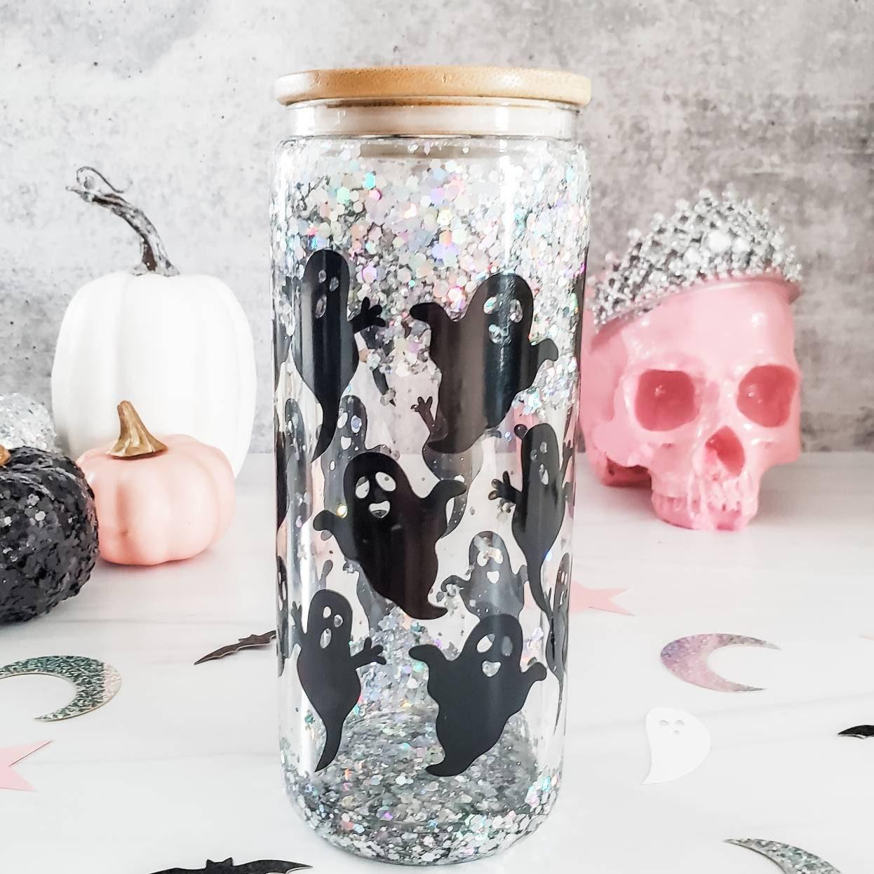 Here for the Boos Halloween Snowglobe Glitter Iced Coffee Cup