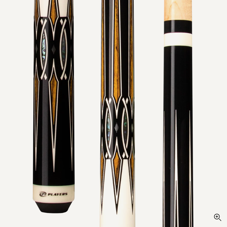 Players Midnight Black w/Bocote and Mother-Of-Pearl Graphic, Sleek Wrapless Handle Cue Stick