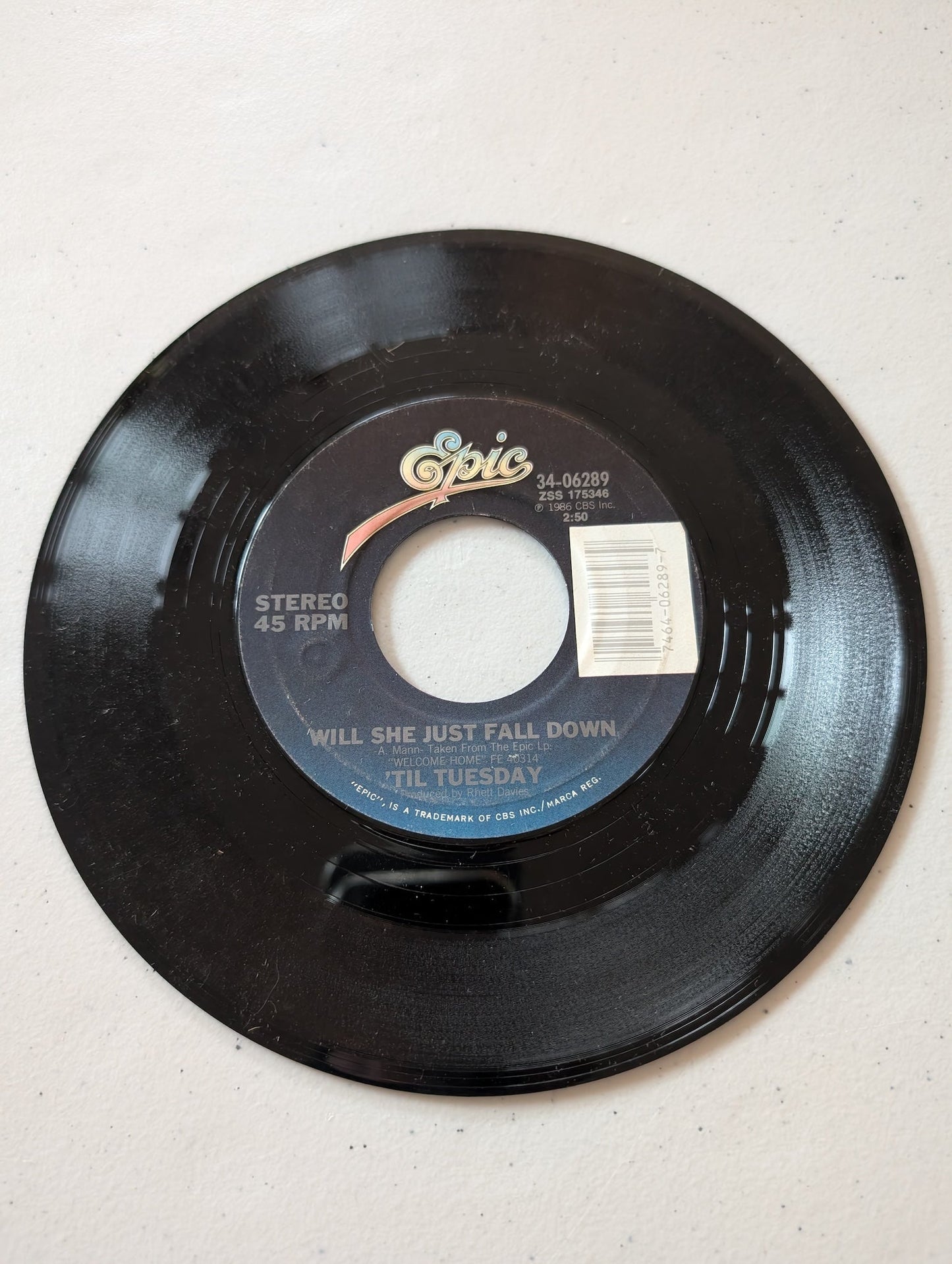Til Tuesday - What About Love-Will She Just Fall Down (7 in, 45 RPM, Single, Vinyl Record Album)