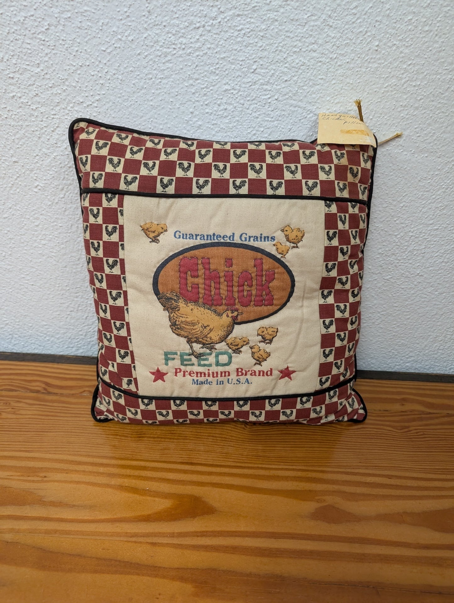 "Chick Feed" Farmhouse Pillow from Unbranded - Home Decor (Cotton, Polyester Pillow, Farmhouse, Rustic, Country, Red, Cream, Black, Yellow)