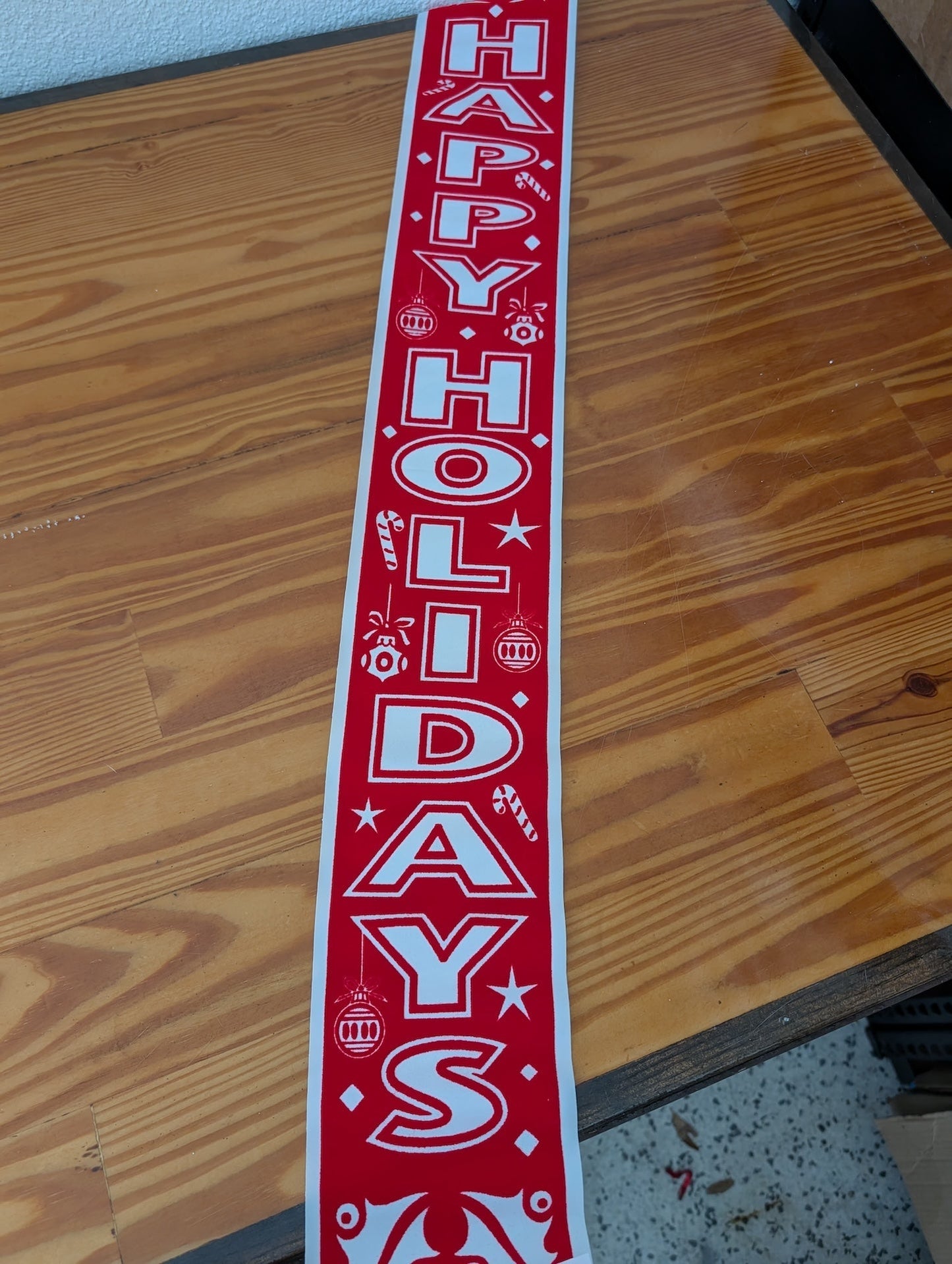 Vertical Happy Holidays Banner from Unknown - Holiday Decor (Vinyl Banner, Modern, Festive, Red, White)