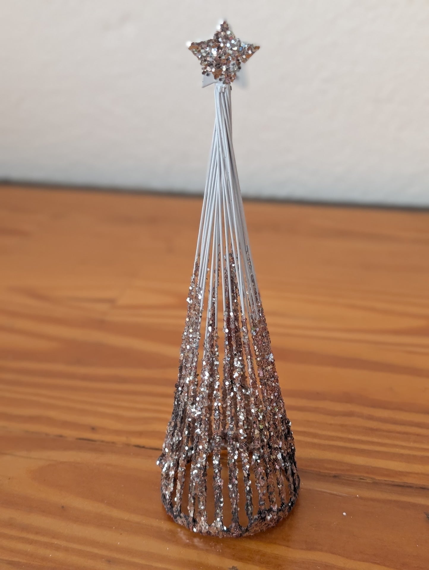 Glitter Wire Cone Tree from Unknown - Holiday Decor (Wire, Plastic, Glitter Decor, Modern, Glam, Minimalist, Silver, Bronze)