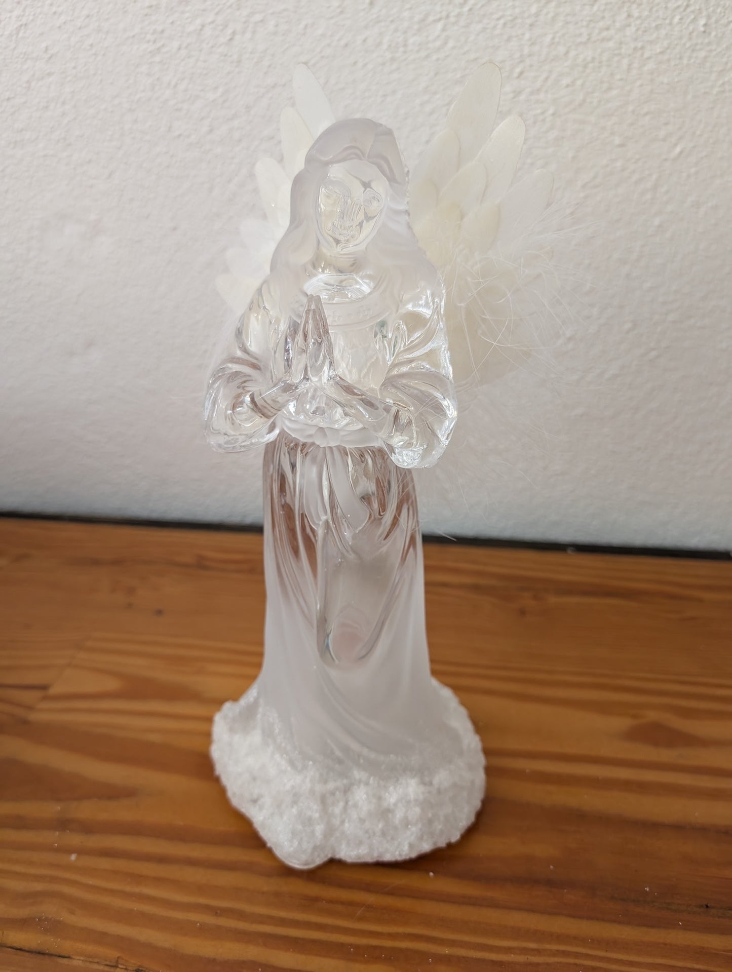 Acrylic Angel with Feather Wings from Unknown - Holiday Decor (Acrylic, Feathers Figurine, Modern, Traditional, Clear, White)