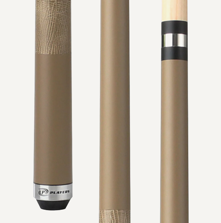 Players Aged Oak Beige Paint, Stainless Steel Joints, Matte Finish, Beige Lizard Embossed Leather Wrap