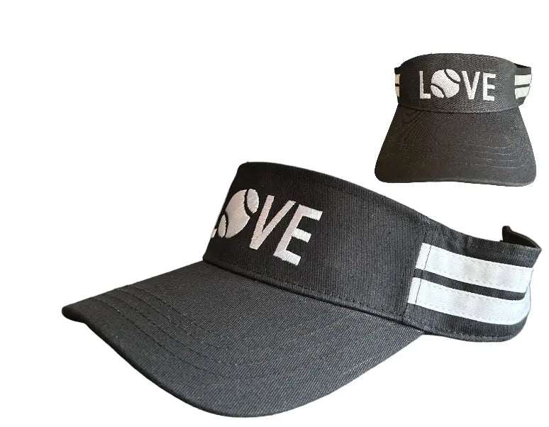 Striped Cotton Canvas LOVE Visor -Black with White LOVE
