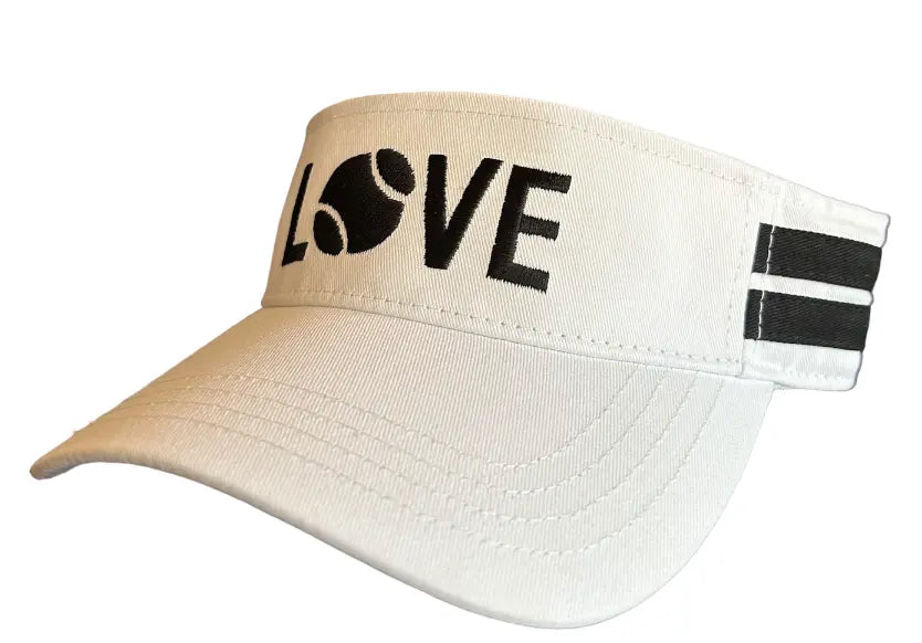 Striped Cotton Canvas LOVE Visor - White with Black LOVE