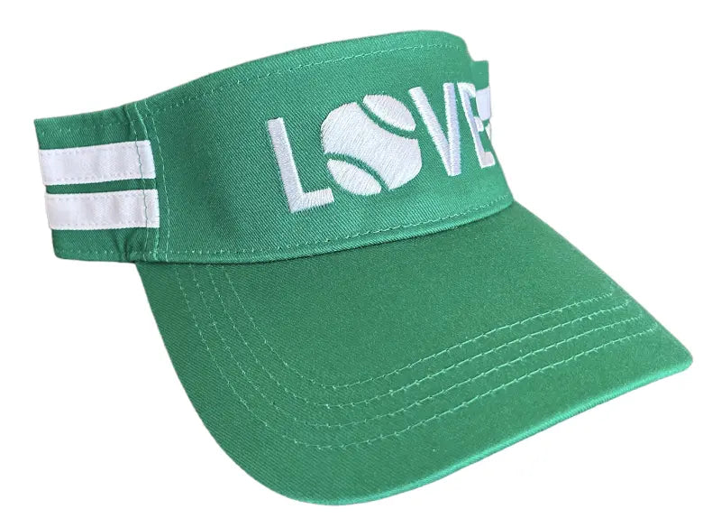Striped Cotton Canvas LOVE Visor - Green with White LOVE
