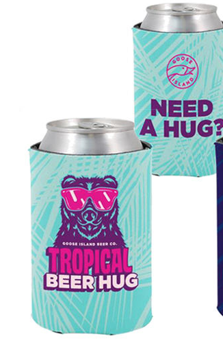 Tropical Beer Hug Beer AB Cooler Fits 12 oz Aluminum Can Coozie Blue