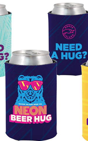 NEON Beer Hug Beer AB Cooler Fits 12 oz Aluminum Can Coozie Blue