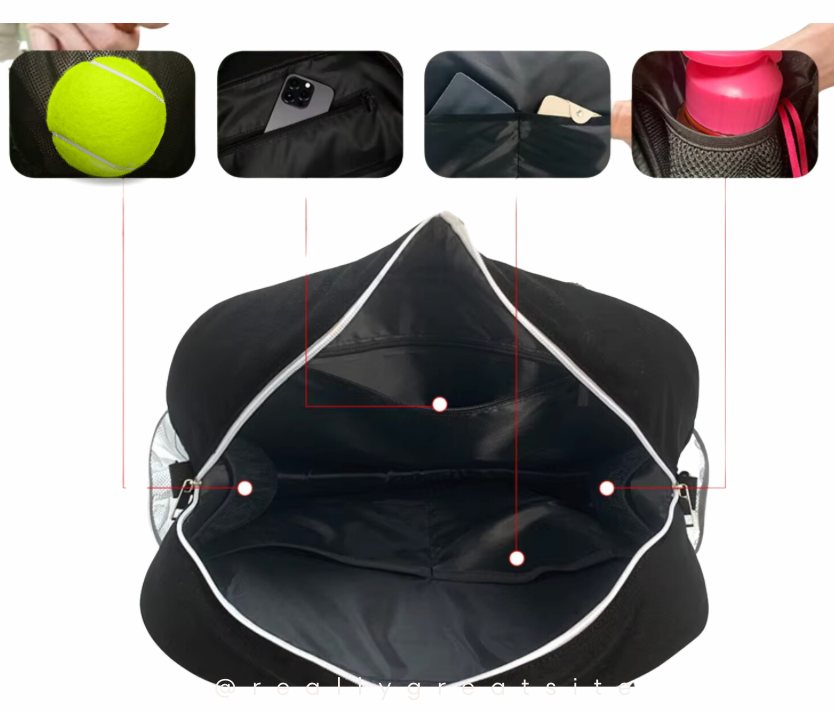 The Quilted Puffer Tennis Tote - Black