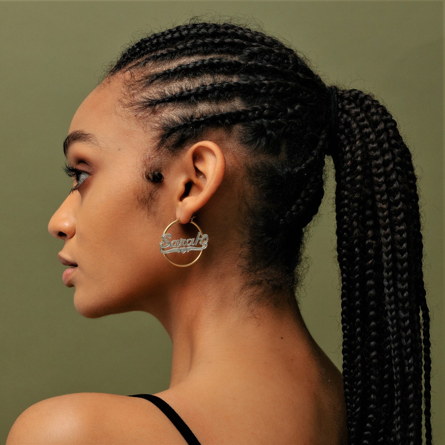 Mini Frosted Hoop Name Earrings