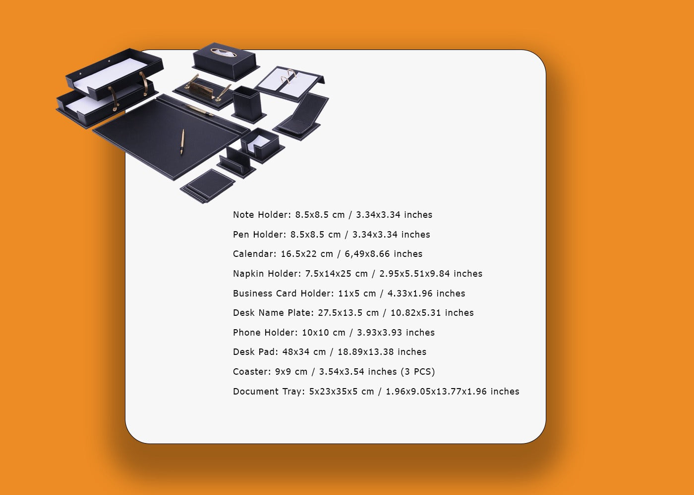 MOOG Luxury Desk Set- 14 Accessories -Black- 14 PCS