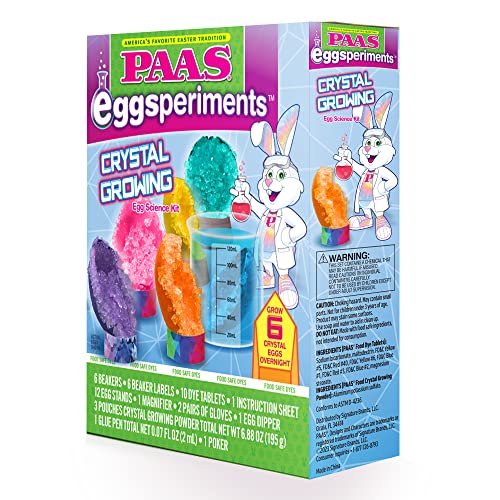 PAAS Eggsperiments Crystal Growing Egg Science Kit, Grow 6 Crystal Eggs