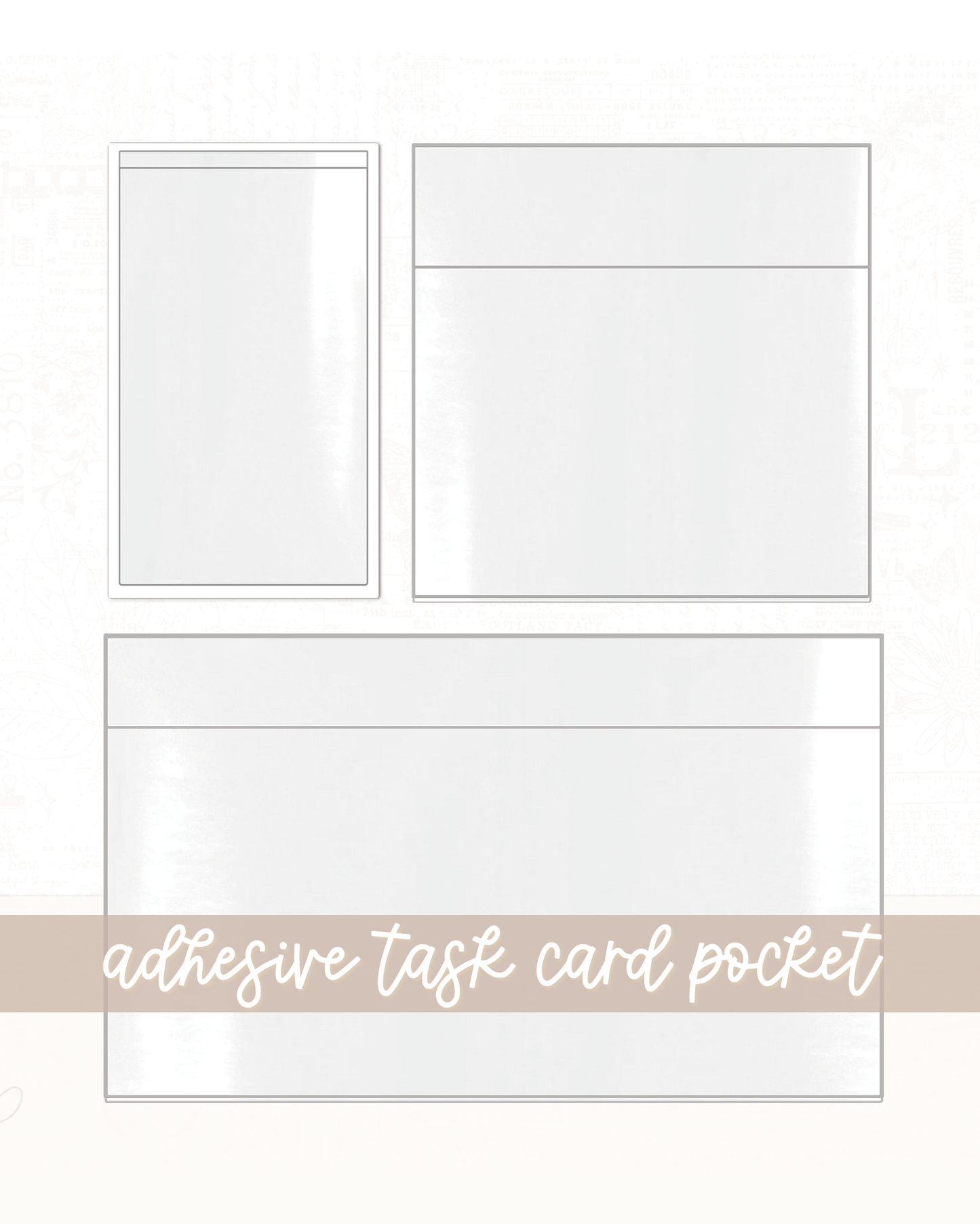 Adhesive Pocket | Task Card Pocket Set of 2 | Small, Medium & Large