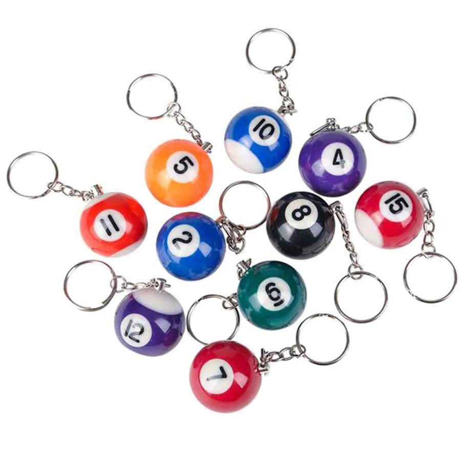 1" Assorted Pool Ball Keychain