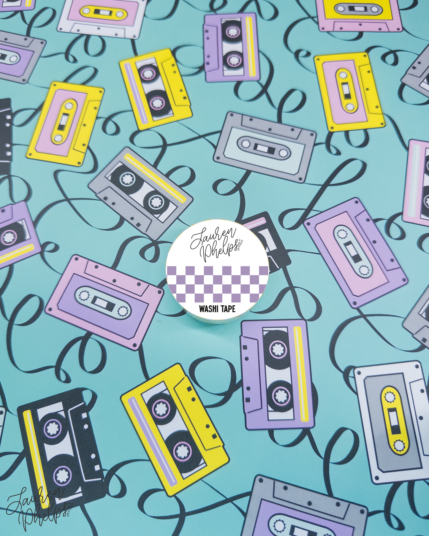 Lavender Retro Checker 15mm washi