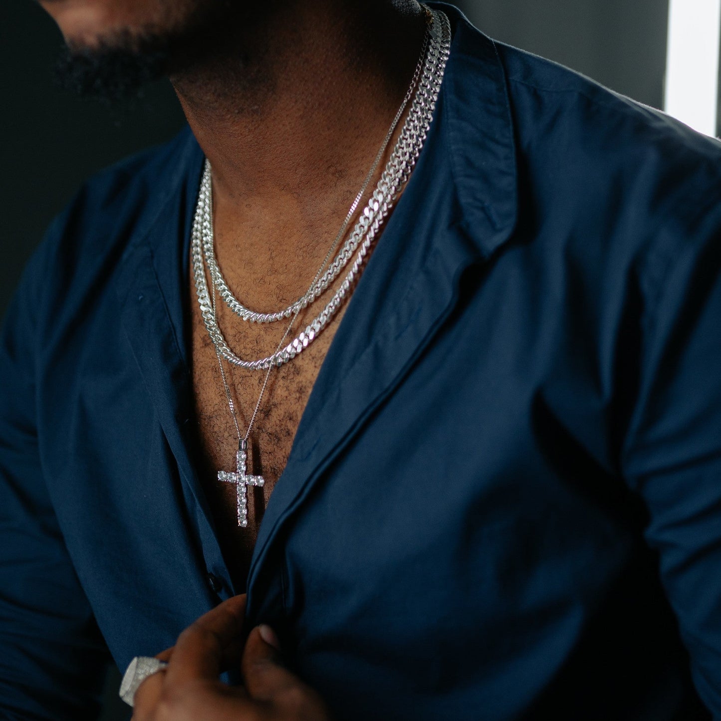 Men's Chunky CZ Cross Pendant