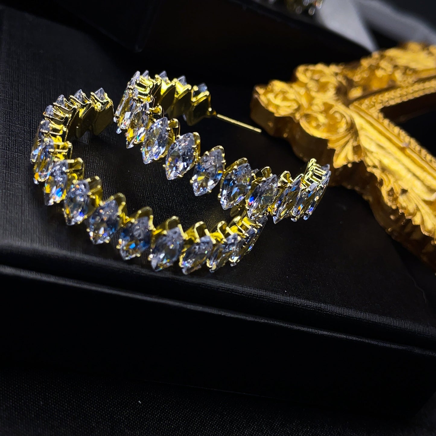 Glam Crystal Hoops Earrings