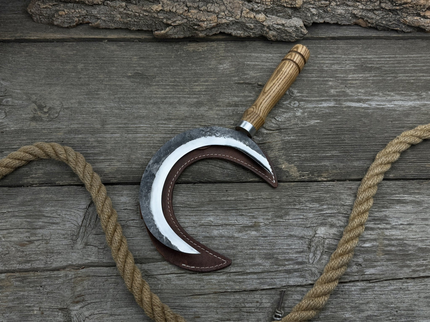 Hand-Forged Athame Ritual Witch Sickle, ⌀16.5 cm (6.5 inches)