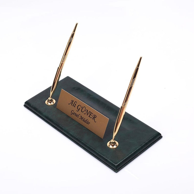 MOOG Leather Desk Set-8 Accessories - Orange - 8 PCS