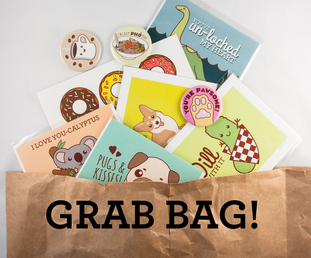 Grab Bag! Cards, Pins and Buttons!