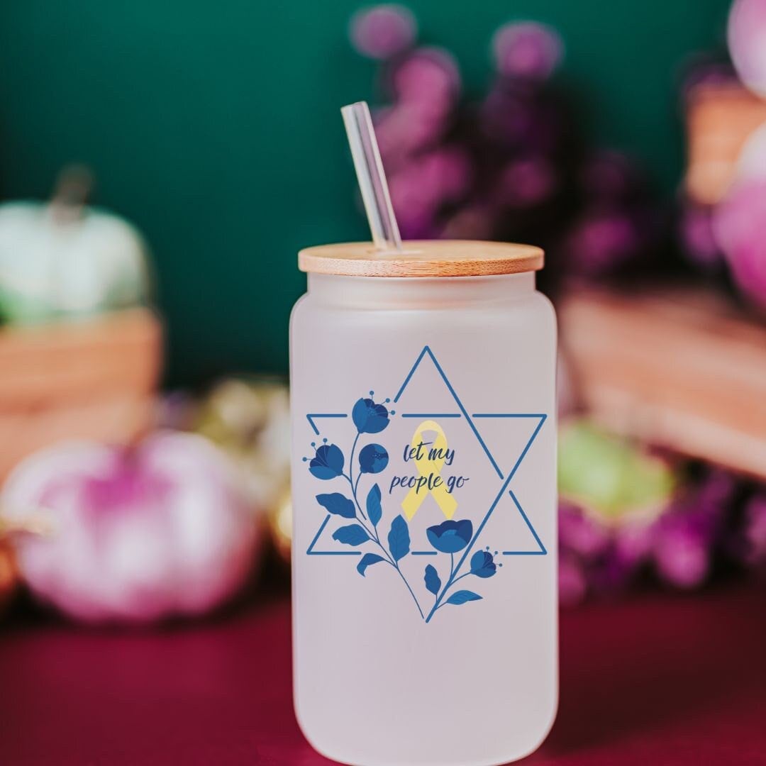 Let My People Go Yellow Ribbon Printed Glass Can Cup