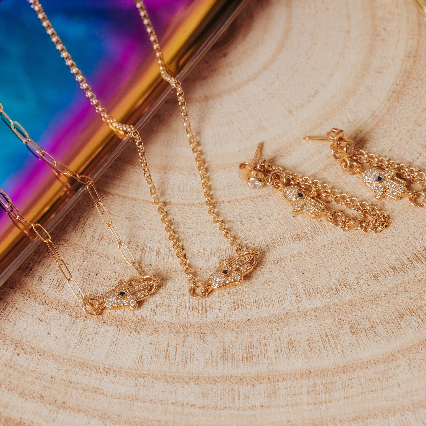 Hamsa Dangle Stud Earrings - Gold or Silver