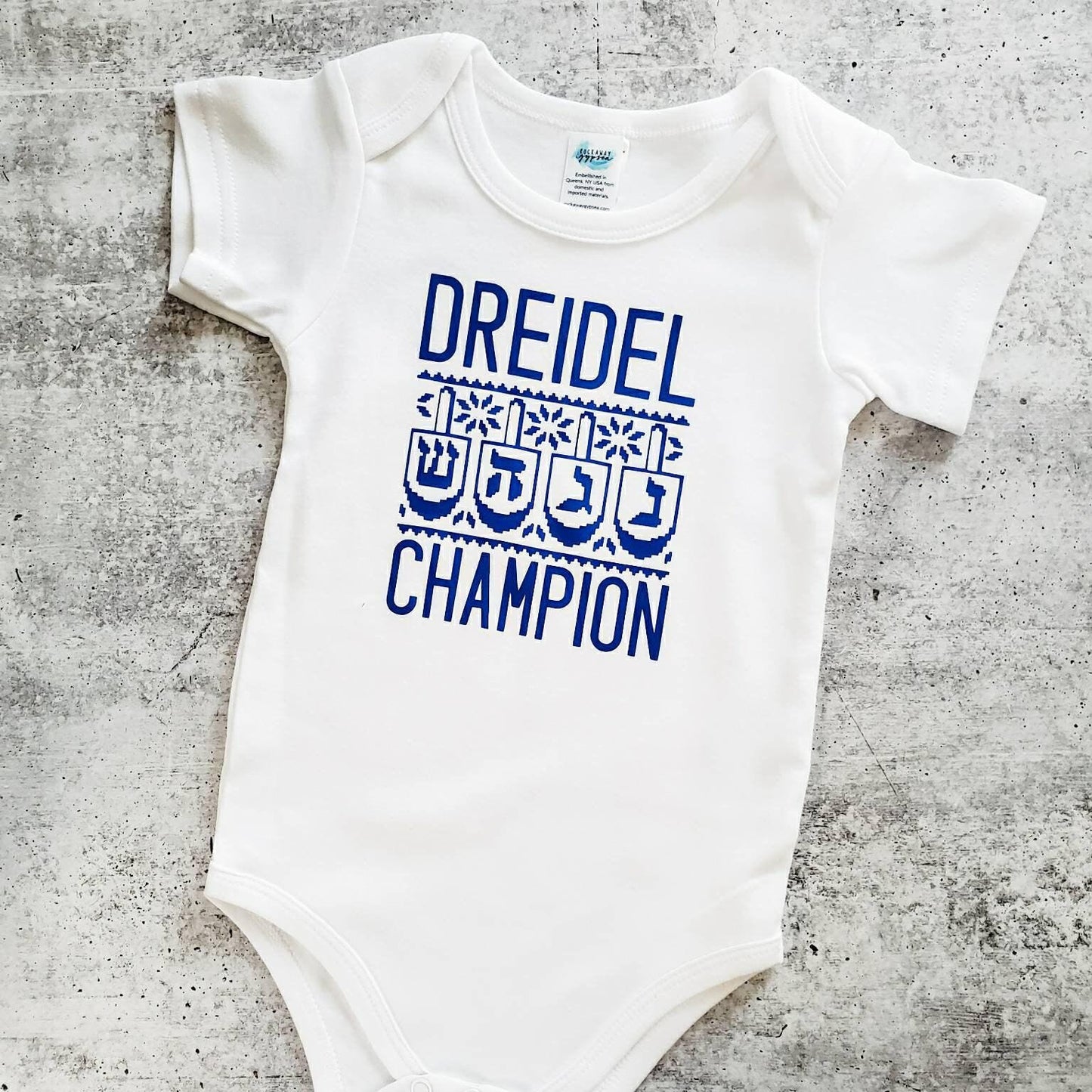 Dreidel Champion Chanukah Baby Bodysuit or Toddler Tee Shirt