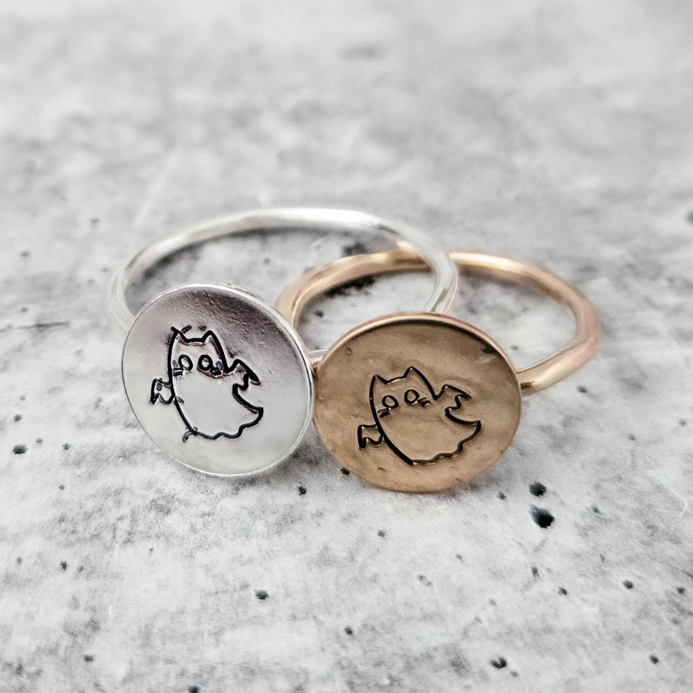 Ghost Cat Handcrafted Halloween Ring