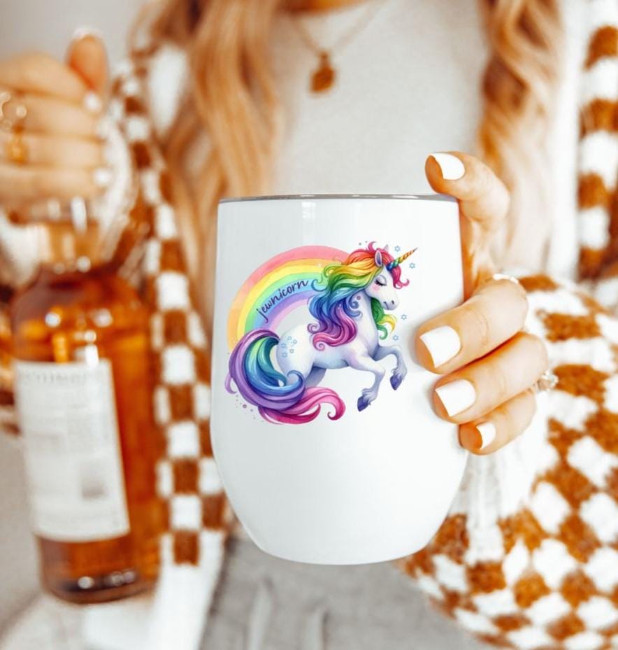 Jewnicorn Rainbow Wine Tumbler Travel Cup