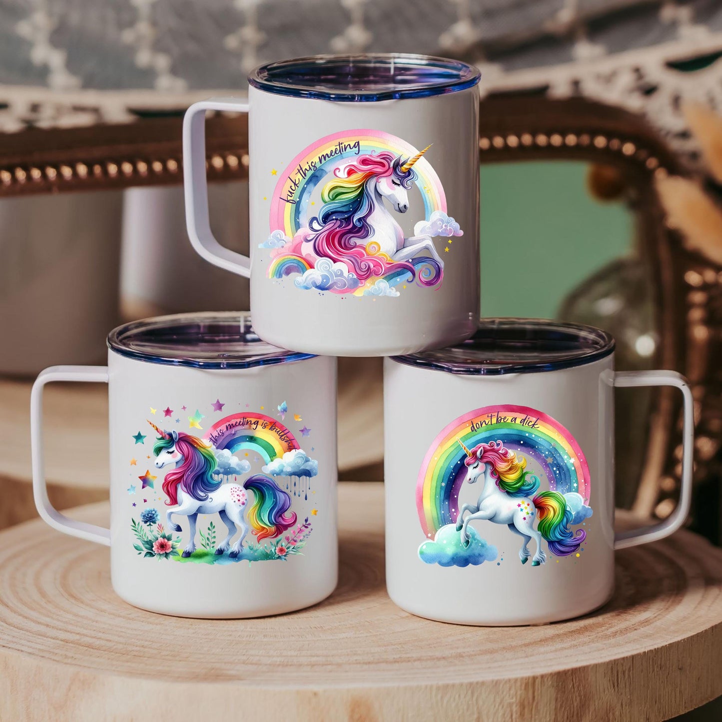 Fuck This Meeting Magical Unicorn Travel Coffee Mug