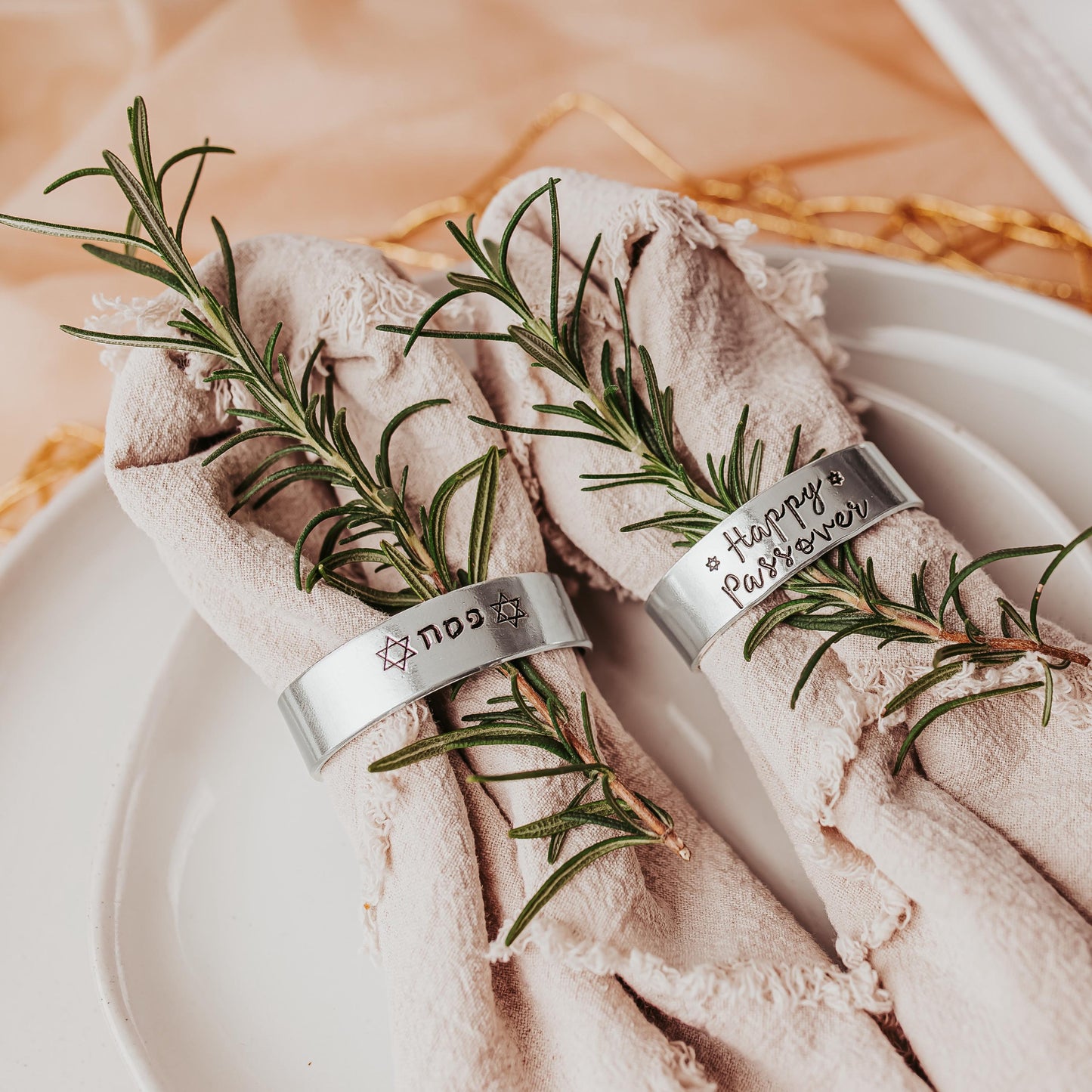 Happy Sukkot Handcrafted Napkin Rings