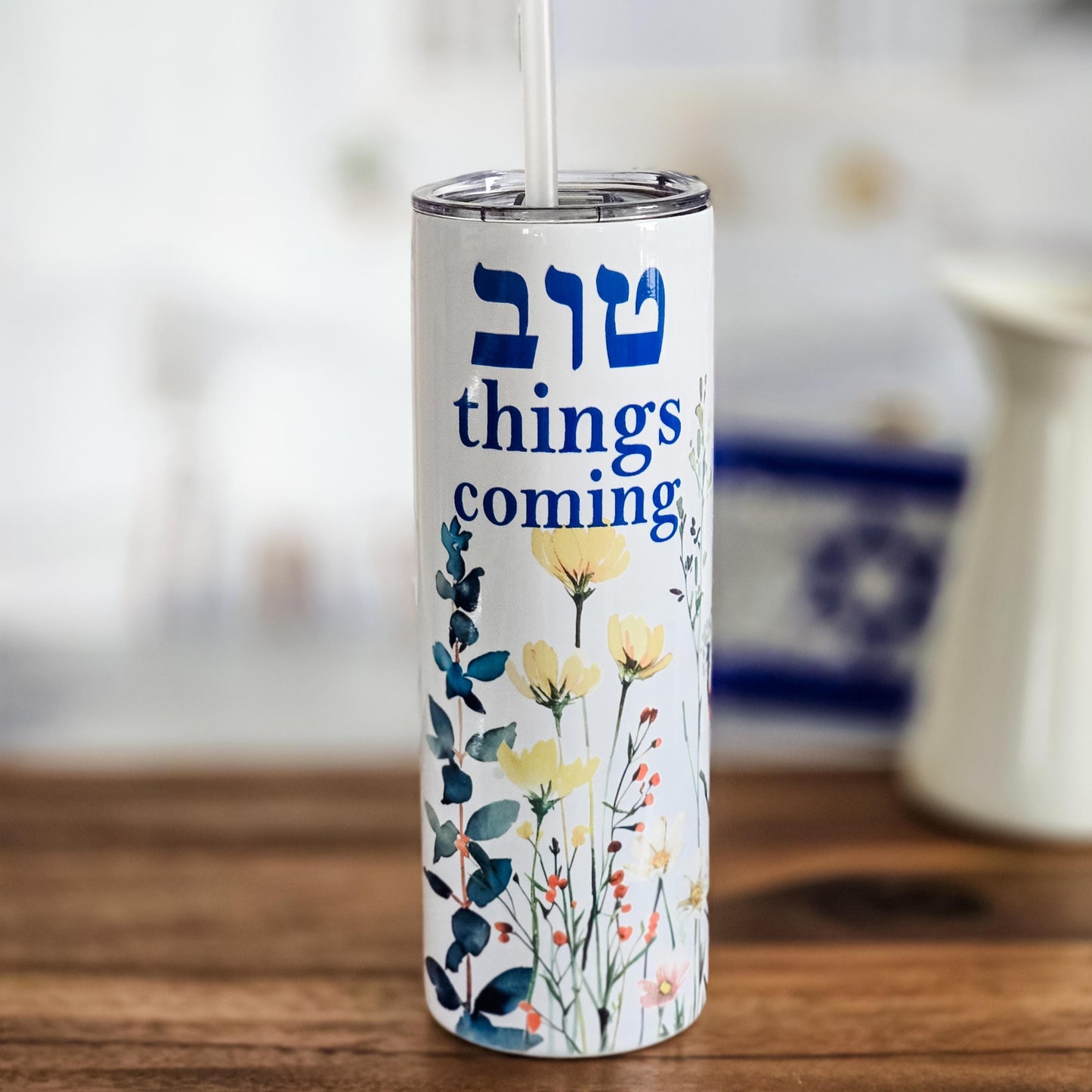 Tov Things Coming Floral Water Bottle