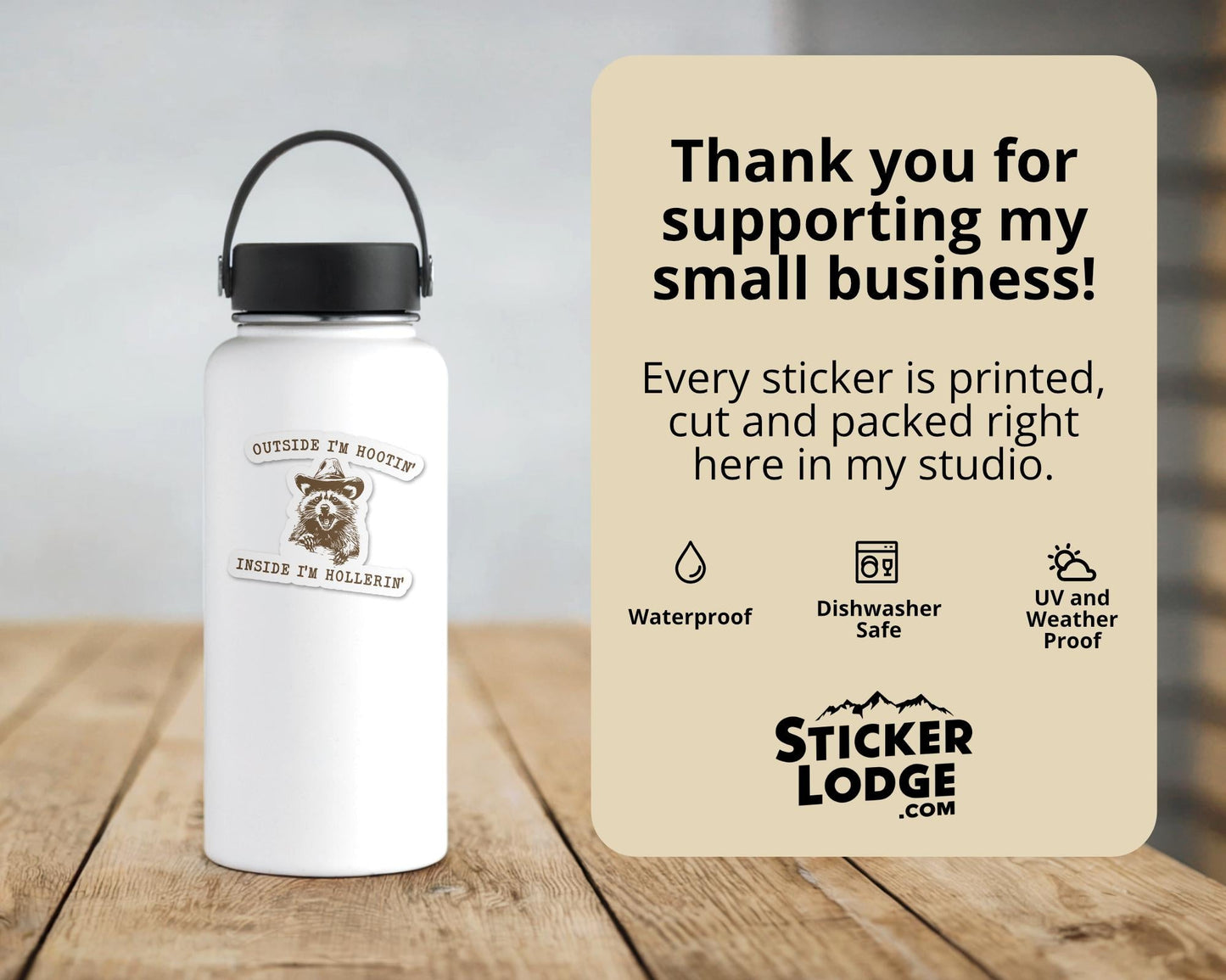 Outside I'm Hootin' Inside I'm Hollerin' Vinyl Sticker