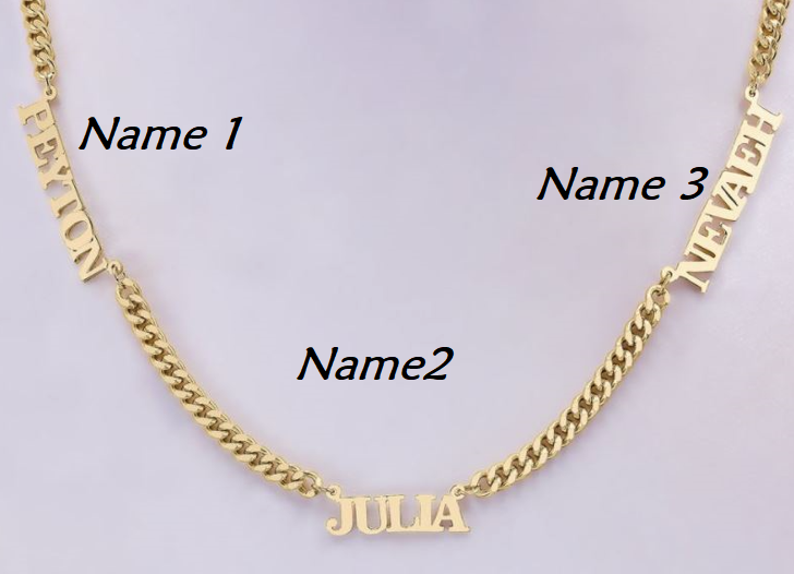 Three Name Necklace w/ Cuban Chain